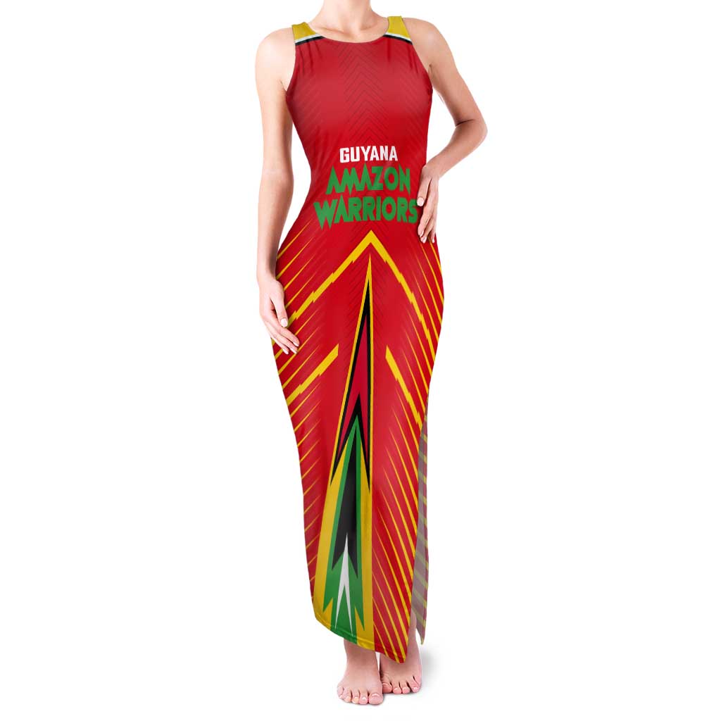 Custom Guyana Cricket Amazon Warriors Tank Maxi Dress Green Red Gold Glory - Wonder Print Shop