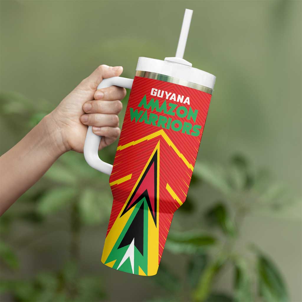 Custom Guyana Cricket Amazon Warriors Tumbler With Handle Green Red Gold Glory - Wonder Print Shop