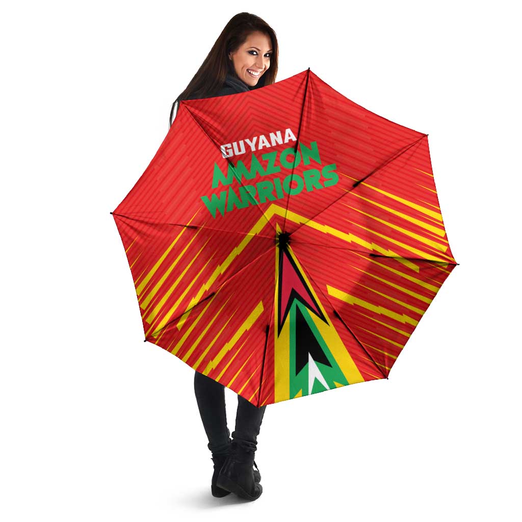 Guyana Cricket Amazon Warriors Umbrella Green Red Gold Glory - Wonder Print Shop