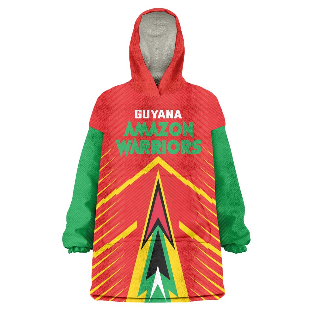 Custom Guyana Cricket Amazon Warriors Wearable Blanket Hoodie Green Red Gold Glory - Wonder Print Shop