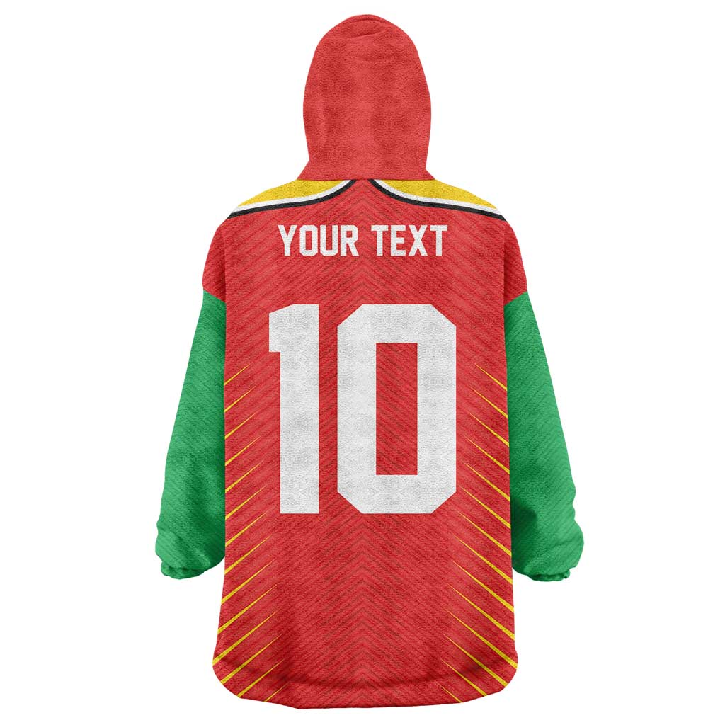 Custom Guyana Cricket Amazon Warriors Wearable Blanket Hoodie Green Red Gold Glory - Wonder Print Shop