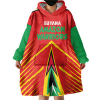 Custom Guyana Cricket Amazon Warriors Wearable Blanket Hoodie Green Red Gold Glory - Wonder Print Shop