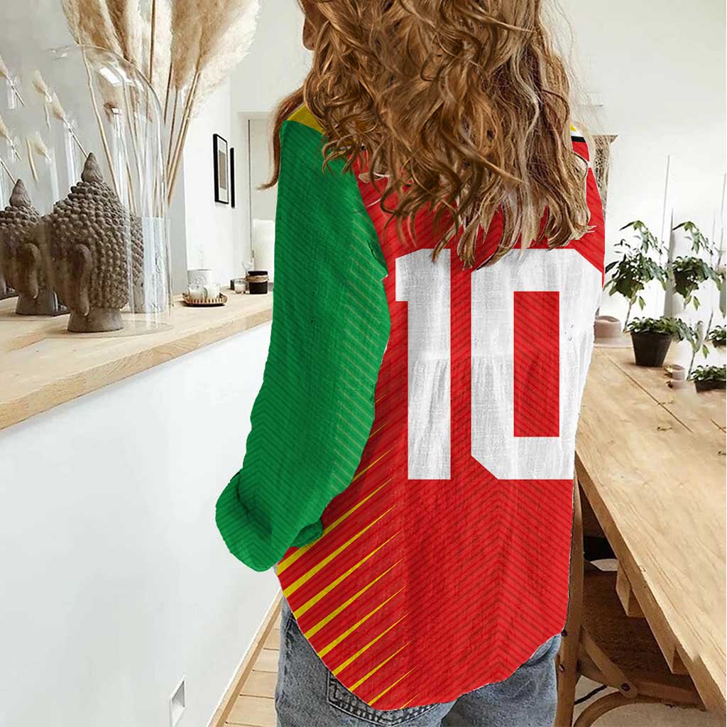 Custom Guyana Cricket Amazon Warriors Women Casual Shirt Green Red Gold Glory - Wonder Print Shop