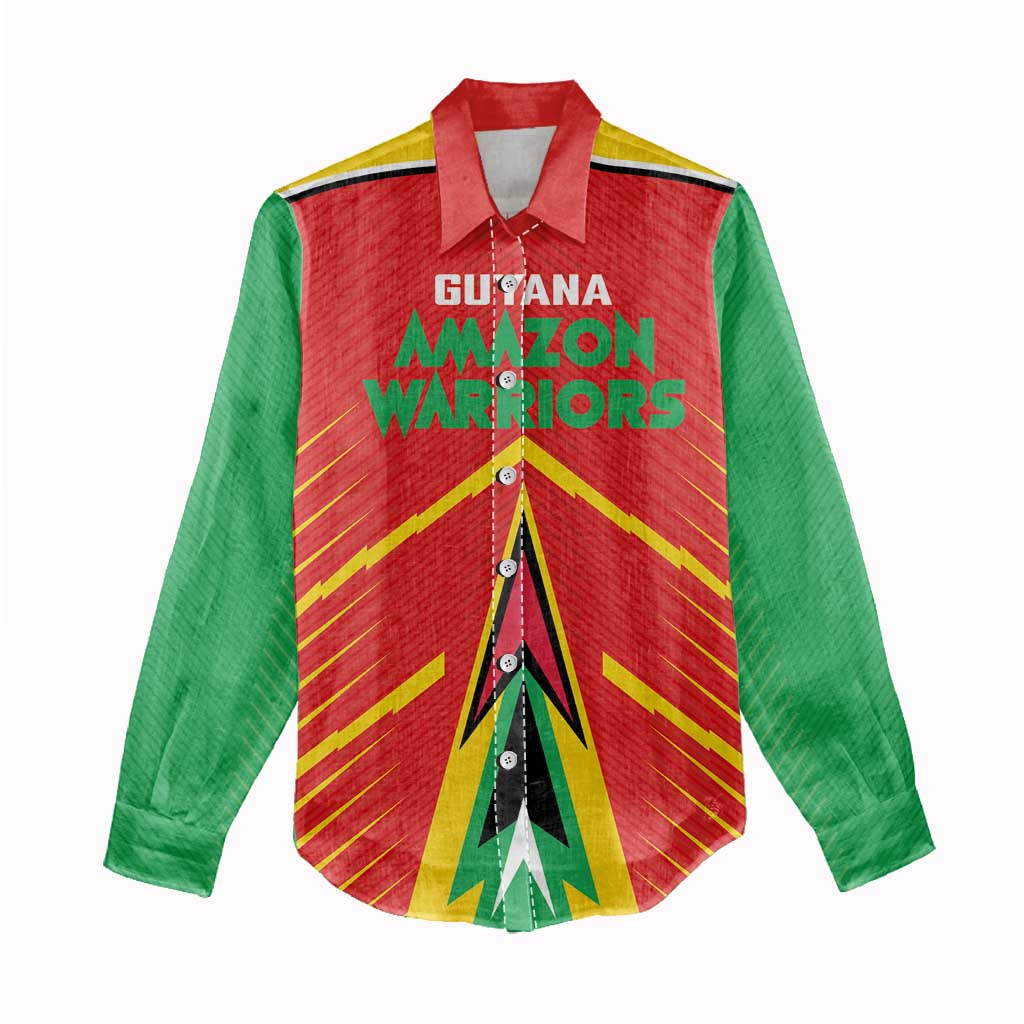 Custom Guyana Cricket Amazon Warriors Women Casual Shirt Green Red Gold Glory - Wonder Print Shop