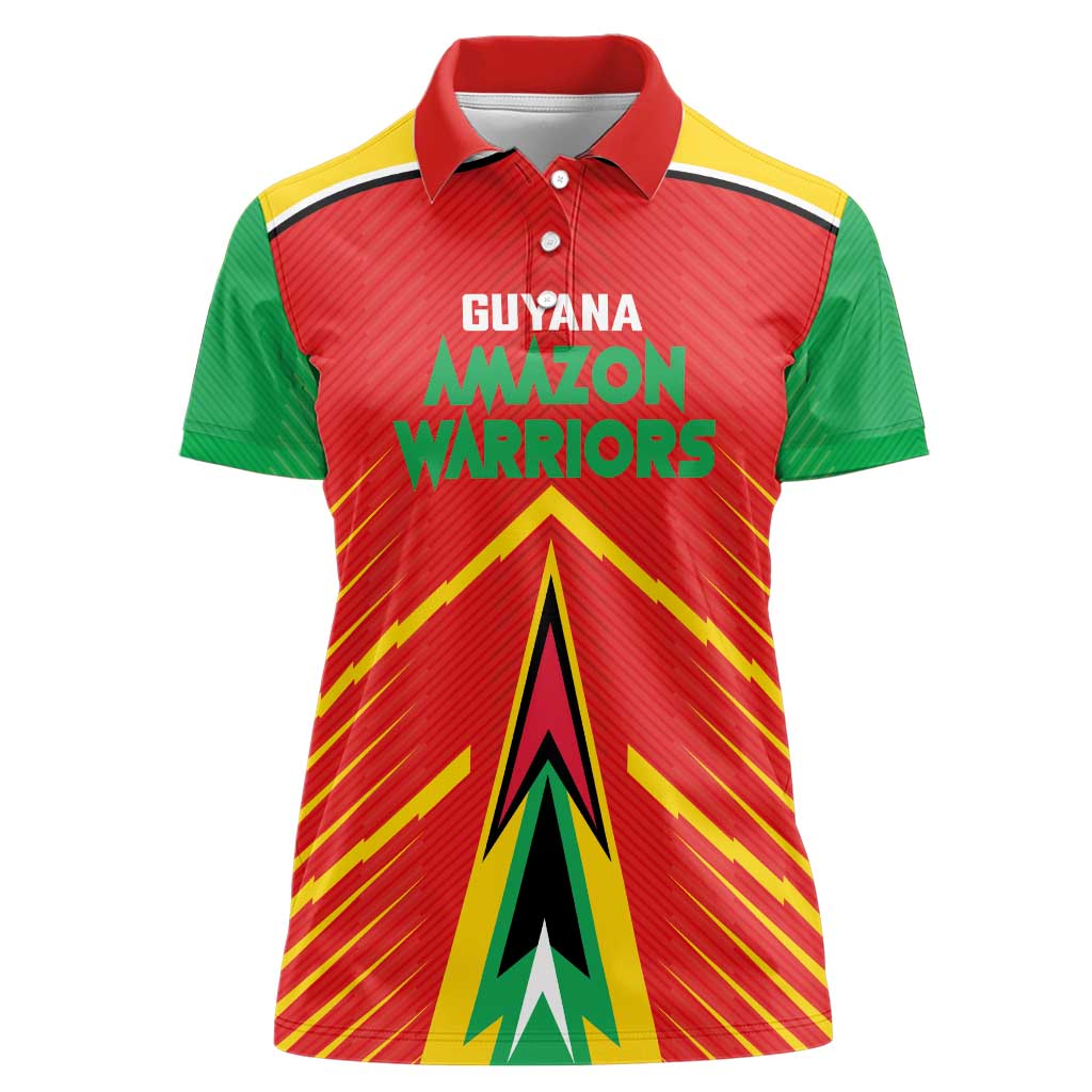 Custom Guyana Cricket Amazon Warriors Women Polo Shirt Green Red Gold Glory - Wonder Print Shop