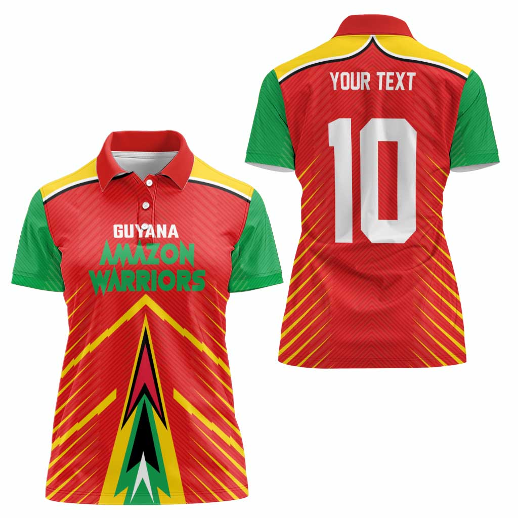 Custom Guyana Cricket Amazon Warriors Women Polo Shirt Green Red Gold Glory - Wonder Print Shop