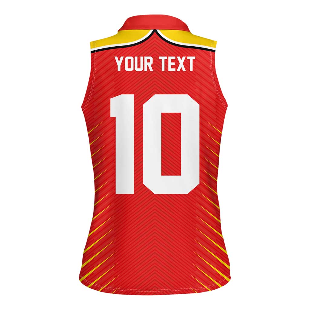 Custom Guyana Cricket Amazon Warriors Women Sleeveless Polo Shirt Green Red Gold Glory - Wonder Print Shop