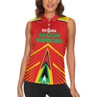 Custom Guyana Cricket Amazon Warriors Women Sleeveless Polo Shirt Green Red Gold Glory - Wonder Print Shop