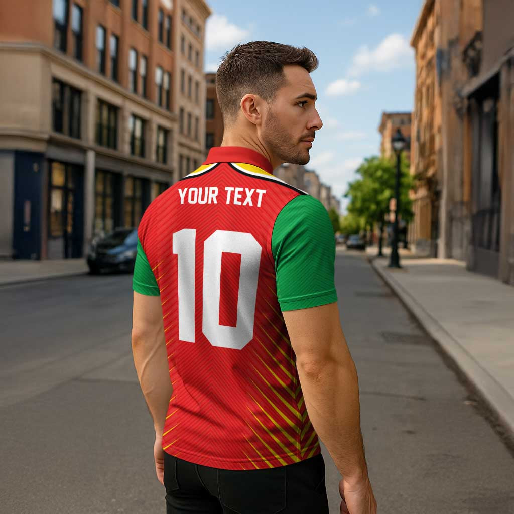 Custom Guyana Cricket Amazon Warriors Zipper Polo Shirt Green Red Gold Glory - Wonder Print Shop