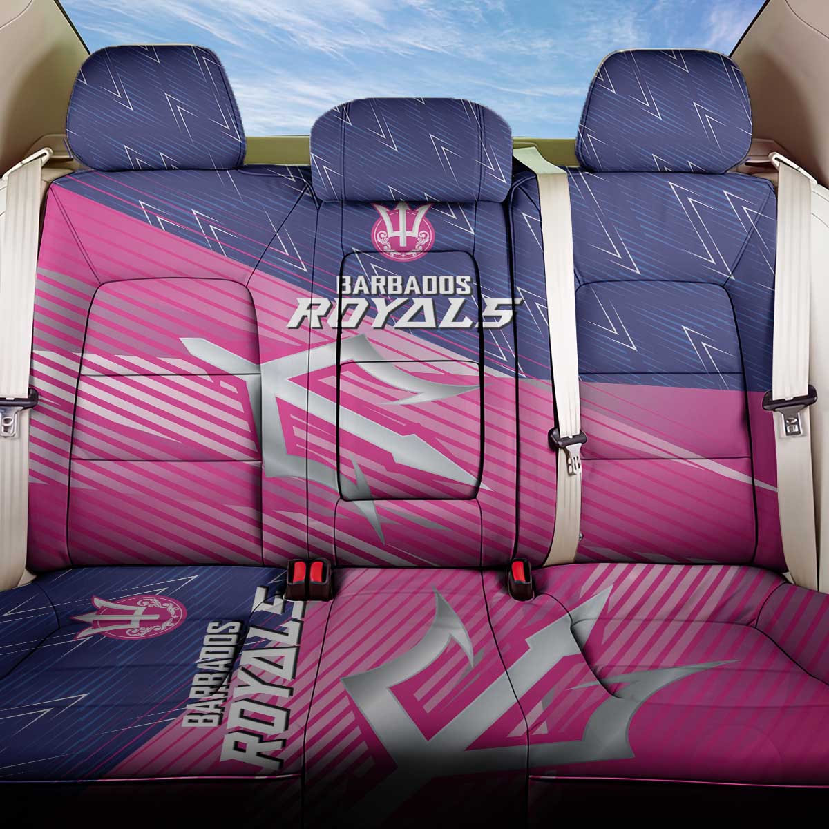 Barbados Cricket Royals Back Car Seat Cover Sporty Style with Trident Symbol - Wonder Print Shop