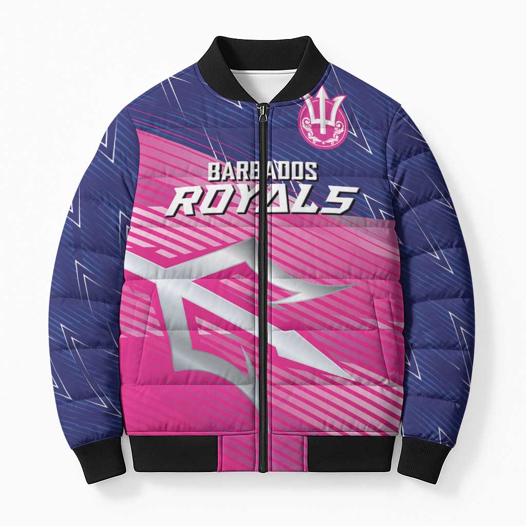 Custom Barbados Cricket Royals Bomber Puffer Jacket Sporty Style with Trident Symbol - Wonder Print Shop