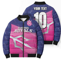 Custom Barbados Cricket Royals Bomber Puffer Jacket Sporty Style with Trident Symbol - Wonder Print Shop