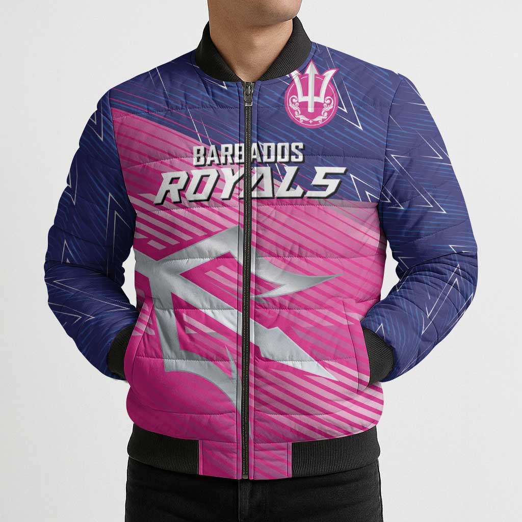 Custom Barbados Cricket Royals Bomber Puffer Jacket Sporty Style with Trident Symbol - Wonder Print Shop