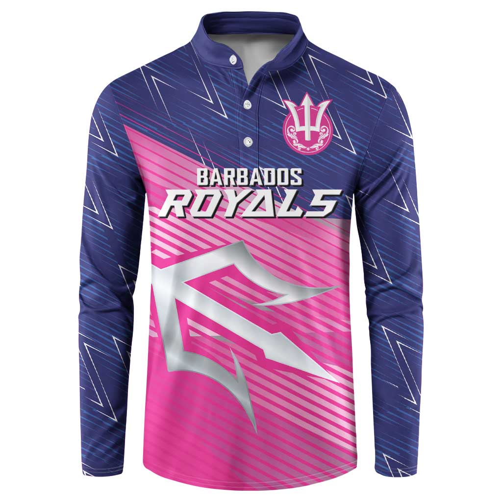 Custom Barbados Cricket Royals Button Sweatshirt Sporty Style with Trident Symbol - Wonder Print Shop