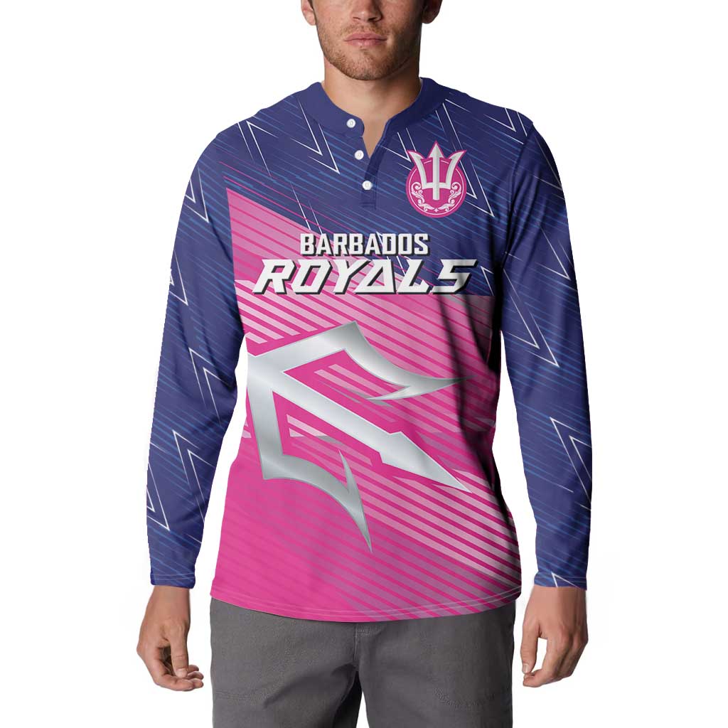 Custom Barbados Cricket Royals Button Sweatshirt Sporty Style with Trident Symbol - Wonder Print Shop