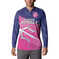 Custom Barbados Cricket Royals Button Sweatshirt Sporty Style with Trident Symbol - Wonder Print Shop