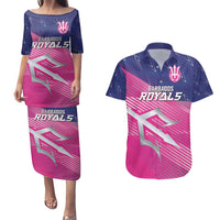 Custom Barbados Cricket Royals Couples Matching Puletasi and Hawaiian Shirt Sporty Style with Trident Symbol - Wonder Print Shop