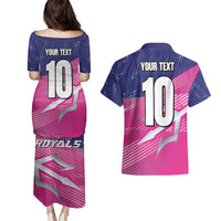 Custom Barbados Cricket Royals Couples Matching Puletasi and Hawaiian Shirt Sporty Style with Trident Symbol - Wonder Print Shop