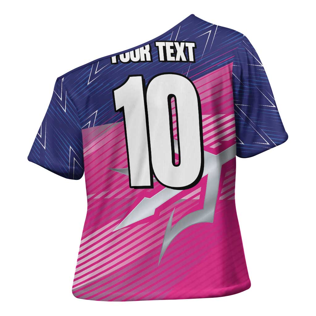 Custom Barbados Cricket Royals Cross Shoulder Shirt Sporty Style with Trident Symbol - Wonder Print Shop