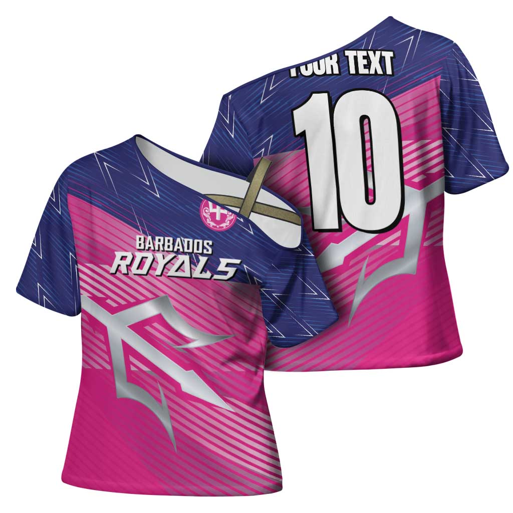 Custom Barbados Cricket Royals Cross Shoulder Shirt Sporty Style with Trident Symbol - Wonder Print Shop