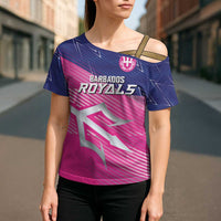 Custom Barbados Cricket Royals Cross Shoulder Shirt Sporty Style with Trident Symbol - Wonder Print Shop