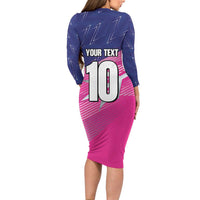 Custom Barbados Cricket Royals Family Matching Long Sleeve Bodycon Dress and Hawaiian Shirt Sporty Style with Trident Symbol - Wonder Print Shop