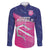 Custom Barbados Cricket Royals Family Matching Off The Shoulder Long Sleeve Dress and Hawaiian Shirt Sporty Style with Trident Symbol - Wonder Print Shop