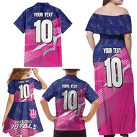 Custom Barbados Cricket Royals Family Matching Off Shoulder Maxi Dress and Hawaiian Shirt Sporty Style with Trident Symbol - Wonder Print Shop