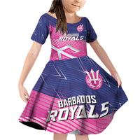 Custom Barbados Cricket Royals Family Matching Off Shoulder Short Dress and Hawaiian Shirt Sporty Style with Trident Symbol - Wonder Print Shop