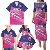 Custom Barbados Cricket Royals Family Matching Puletasi and Hawaiian Shirt Sporty Style with Trident Symbol - Wonder Print Shop