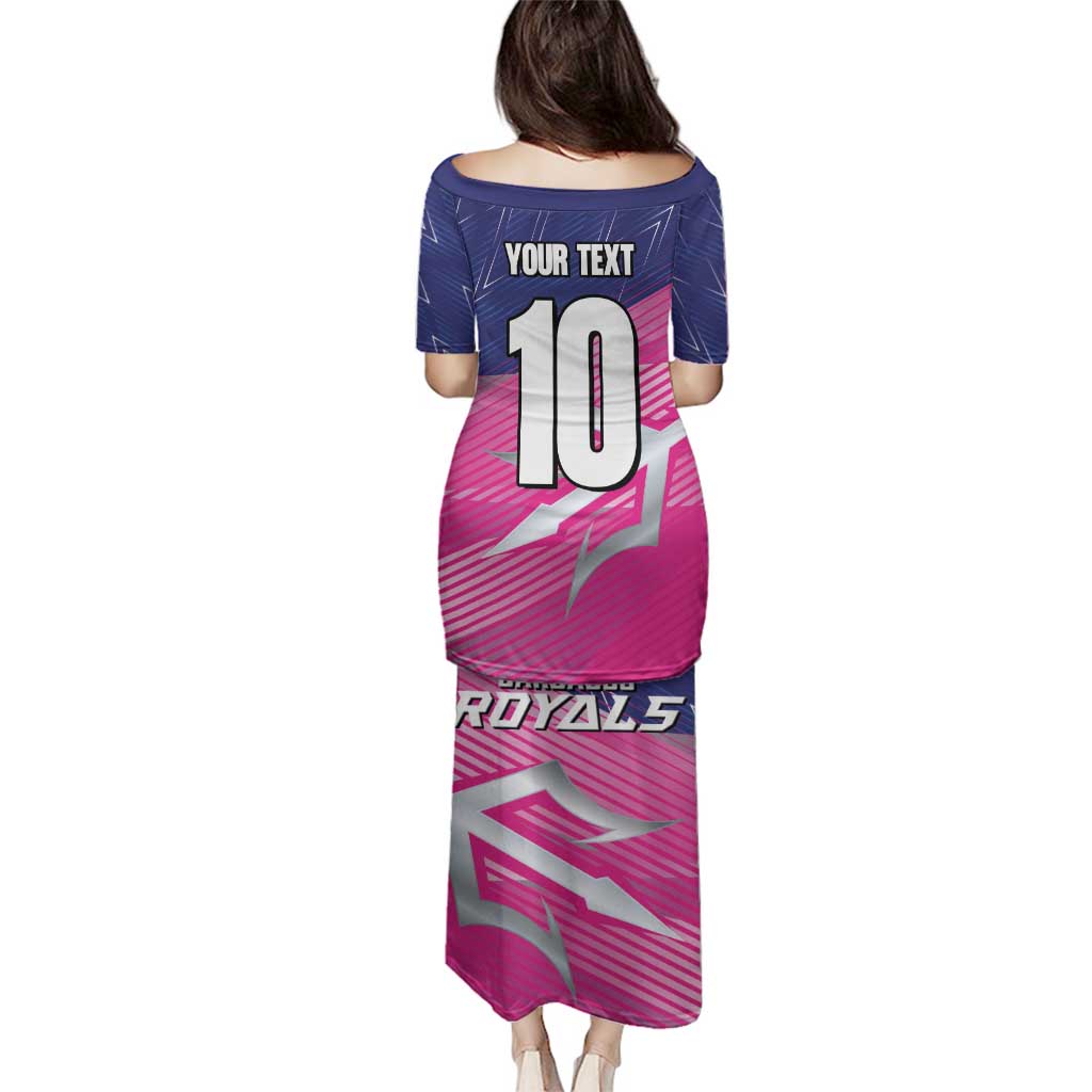 Custom Barbados Cricket Royals Family Matching Puletasi and Hawaiian Shirt Sporty Style with Trident Symbol - Wonder Print Shop