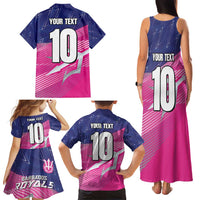 Custom Barbados Cricket Royals Family Matching Tank Maxi Dress and Hawaiian Shirt Sporty Style with Trident Symbol - Wonder Print Shop
