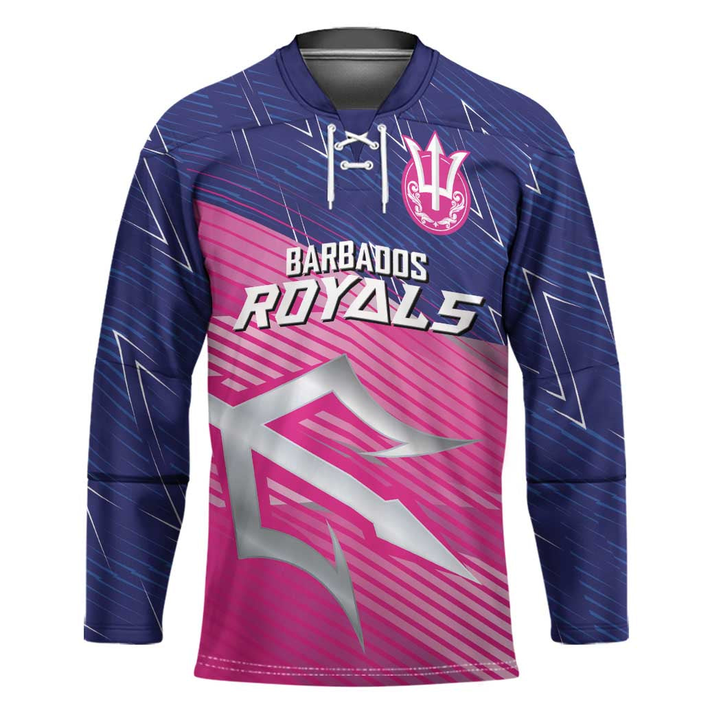 Custom Barbados Cricket Royals Hockey Jersey Sporty Style with Trident Symbol - Wonder Print Shop