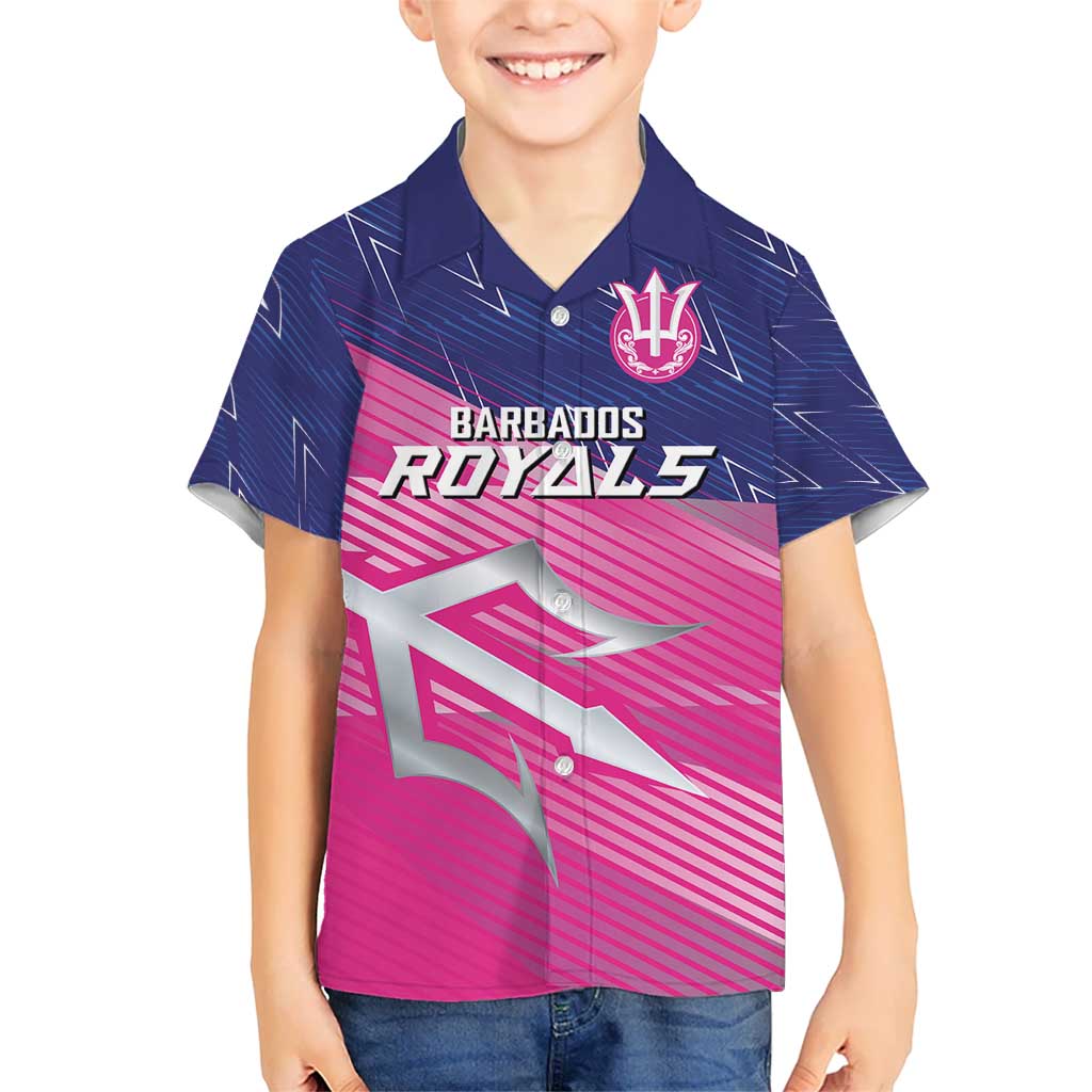 Custom Barbados Cricket Royals Kid Hawaiian Shirt Sporty Style with Trident Symbol - Wonder Print Shop