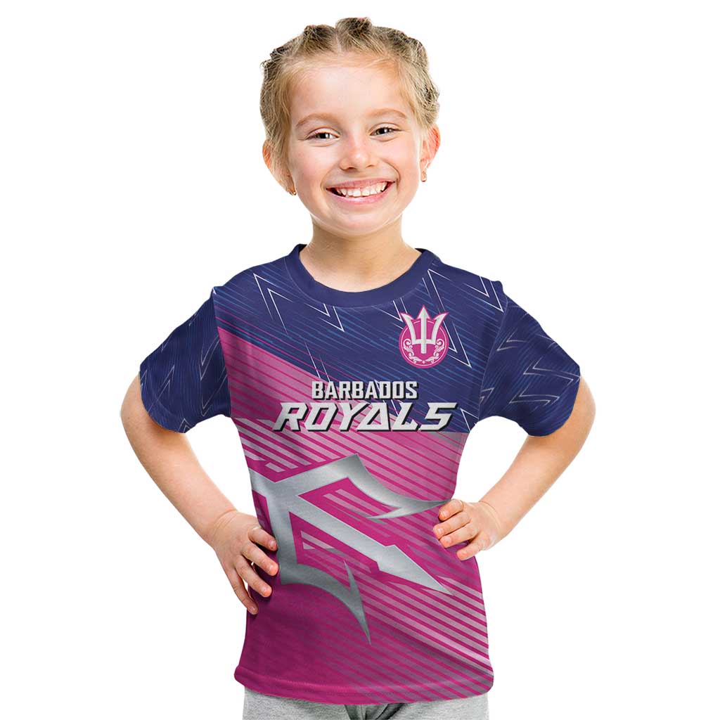 Custom Barbados Cricket Royals Kid T Shirt Sporty Style with Trident Symbol - Wonder Print Shop
