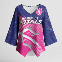 Custom Barbados Cricket Royals Kimono Sleeve Blouse Sporty Style with Trident Symbol - Wonder Print Shop