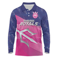 Custom Barbados Cricket Royals Long Sleeve Polo Shirt Sporty Style with Trident Symbol - Wonder Print Shop