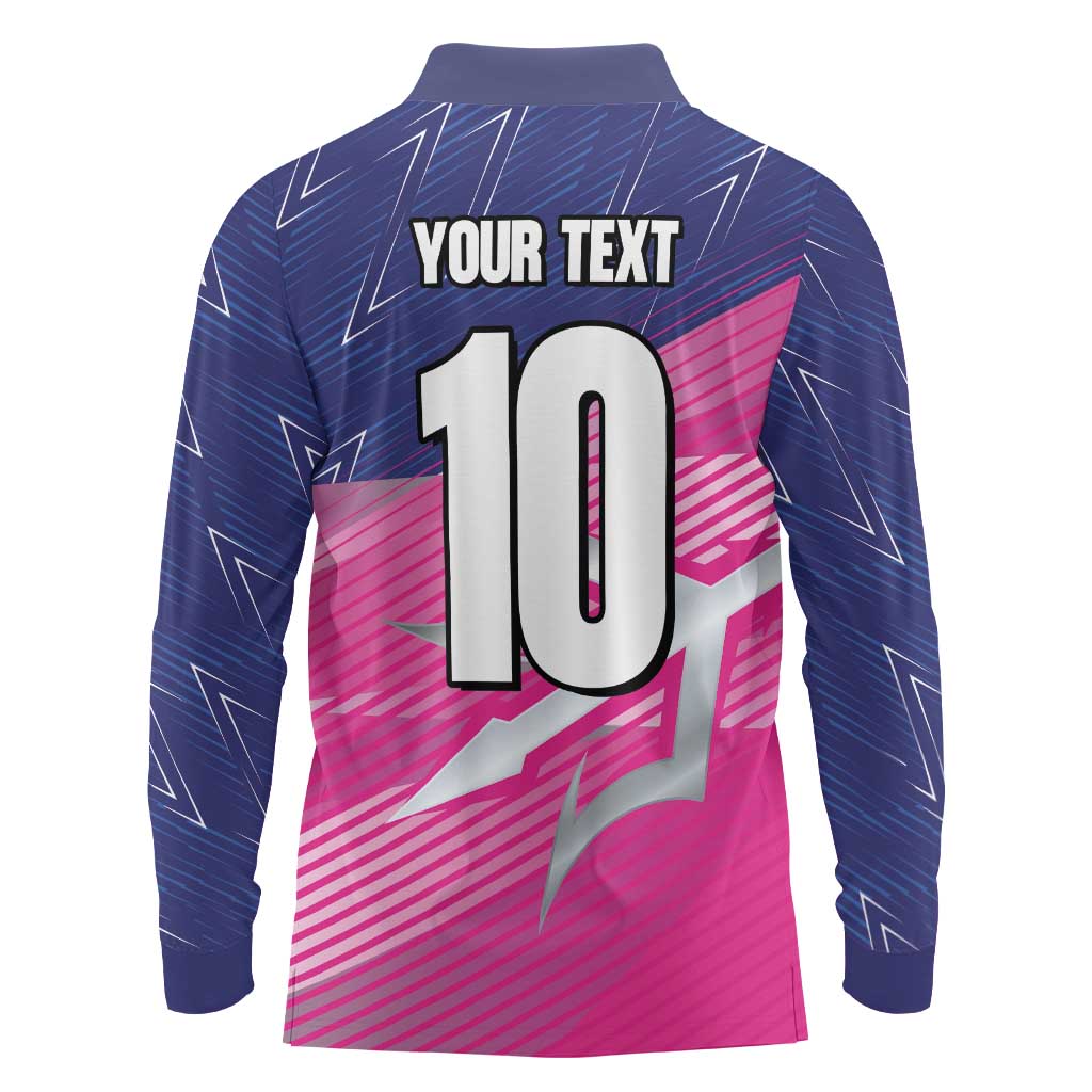 Custom Barbados Cricket Royals Long Sleeve Polo Shirt Sporty Style with Trident Symbol - Wonder Print Shop