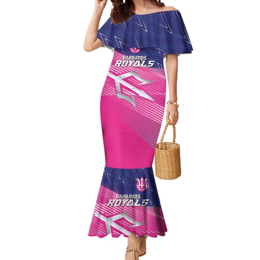 Custom Barbados Cricket Royals Mermaid Dress Sporty Style with Trident Symbol - Wonder Print Shop