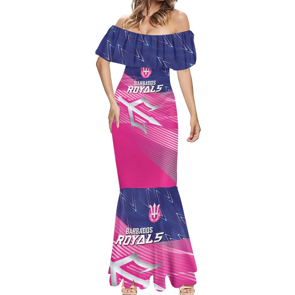 Custom Barbados Cricket Royals Mermaid Dress Sporty Style with Trident Symbol - Wonder Print Shop