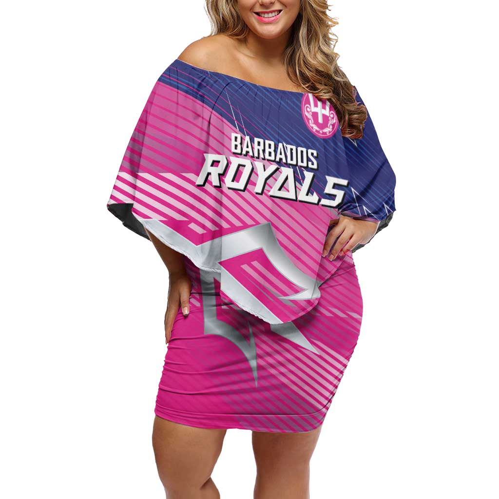 Custom Barbados Cricket Royals Off Shoulder Short Dress Sporty Style with Trident Symbol - Wonder Print Shop