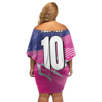 Custom Barbados Cricket Royals Off Shoulder Short Dress Sporty Style with Trident Symbol - Wonder Print Shop