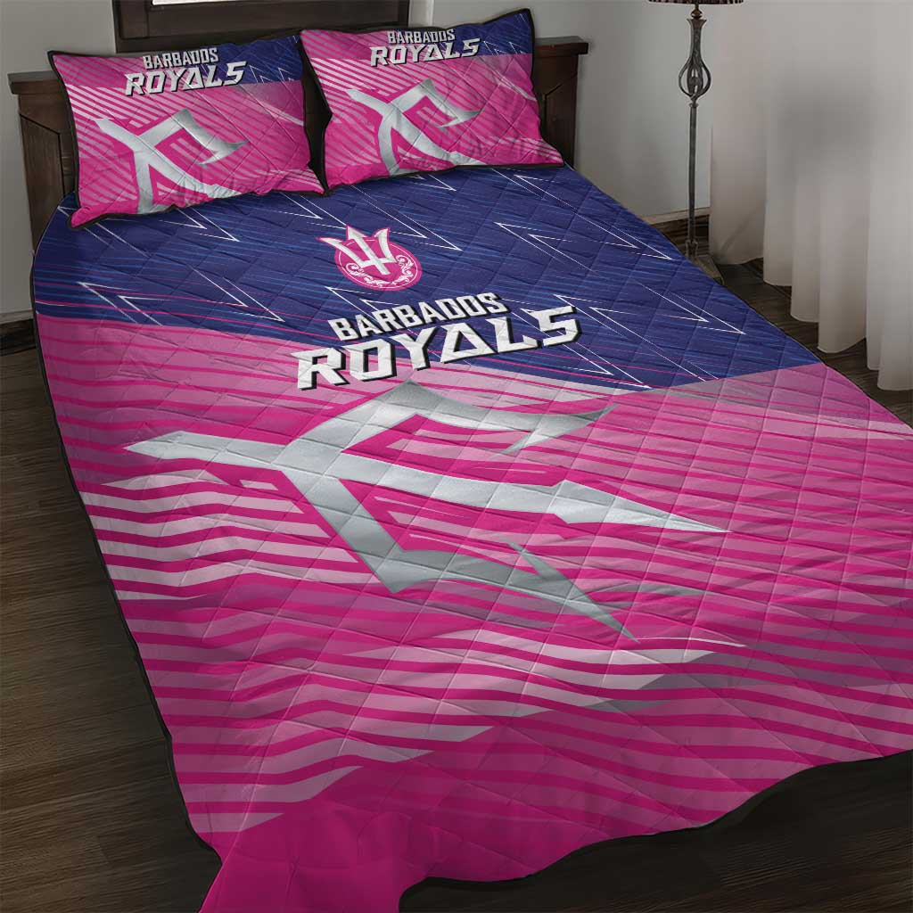 Barbados Cricket Royals Quilt Bed Set Sporty Style with Trident Symbol - Wonder Print Shop