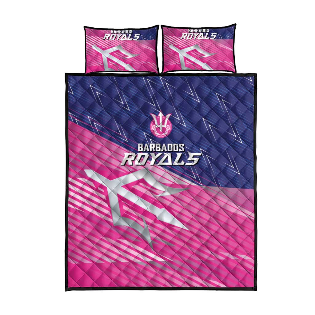 Barbados Cricket Royals Quilt Bed Set Sporty Style with Trident Symbol - Wonder Print Shop
