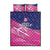 Barbados Cricket Royals Quilt Bed Set Sporty Style with Trident Symbol - Wonder Print Shop