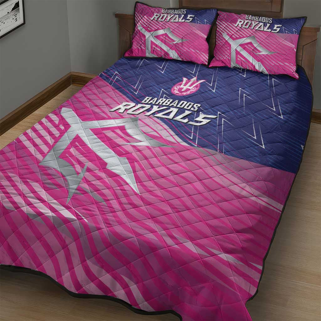 Barbados Cricket Royals Quilt Bed Set Sporty Style with Trident Symbol - Wonder Print Shop