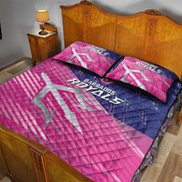 Barbados Cricket Royals Quilt Bed Set Sporty Style with Trident Symbol - Wonder Print Shop