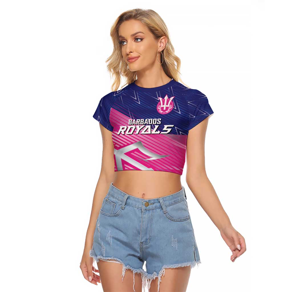 Custom Barbados Cricket Royals Raglan Cropped T Shirt Sporty Style with Trident Symbol - Wonder Print Shop
