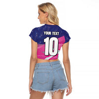 Custom Barbados Cricket Royals Raglan Cropped T Shirt Sporty Style with Trident Symbol - Wonder Print Shop