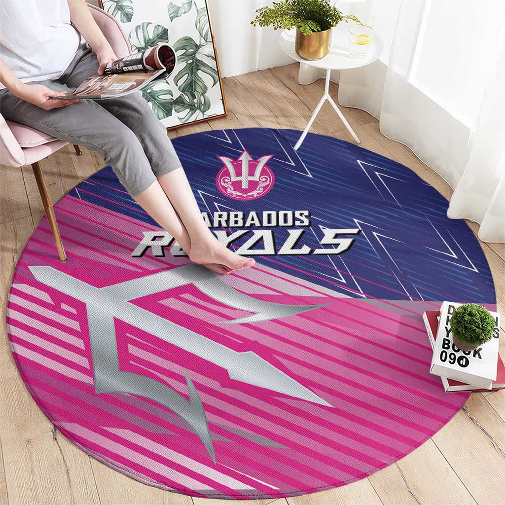 Barbados Cricket Royals Round Carpet Sporty Style with Trident Symbol - Wonder Print Shop